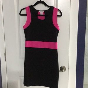 Pink and black bodycon dress